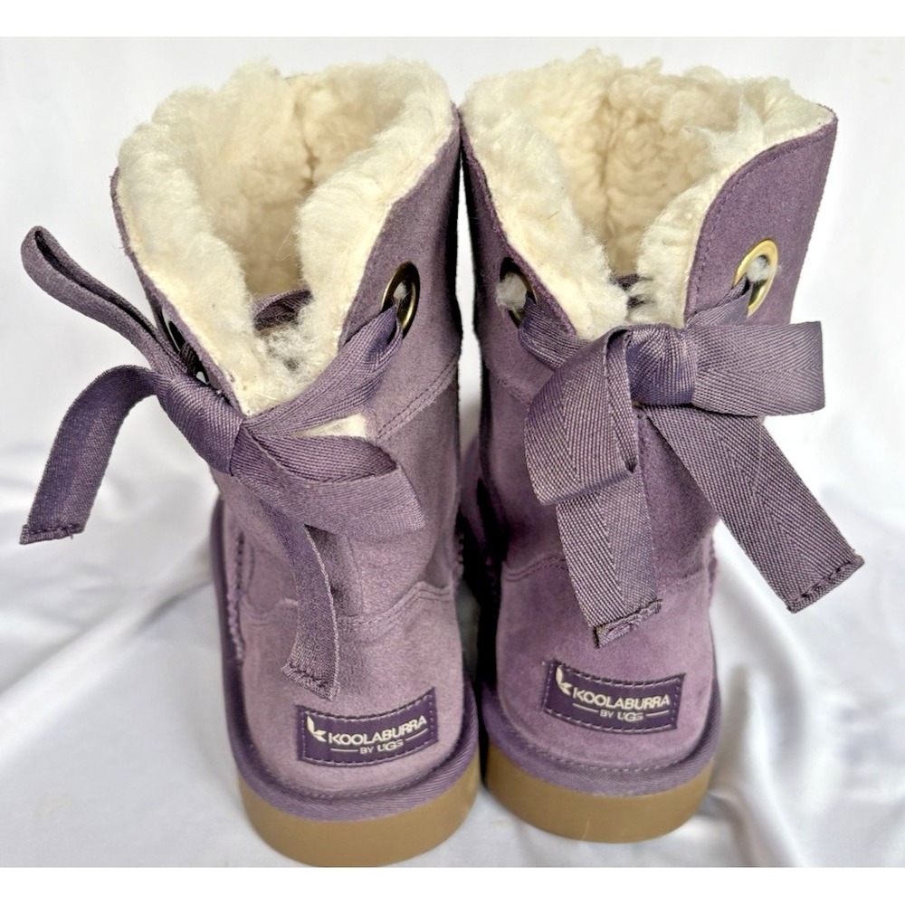 Koolaburra by UGG Victoria Purple Suede Bow Mini Boots Size 3 (EU 35) EUC
